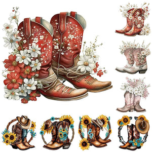 Western Cowboy Boot-Full Round Diamond Painting-30x30cm