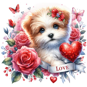 Love Dog-Full Round Diamond Painting-30x30cm