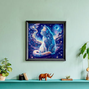 Starry Sky Cat-Full Round Diamond Painting-30x30cm