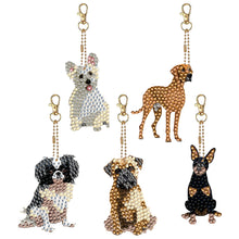 Load image into Gallery viewer, 5Pcs/Set-Dog-Double Side Drill-Diamond Keychain
