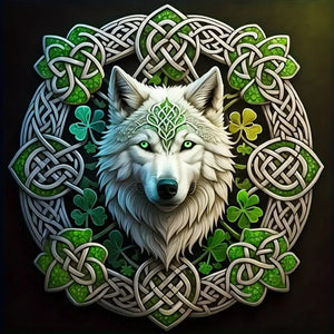 Mandala Wolf-Full Round Diamond Painting-30x30cm