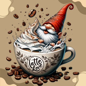 Coffee Gnome-Full Round Diamond Painting-30x30cm