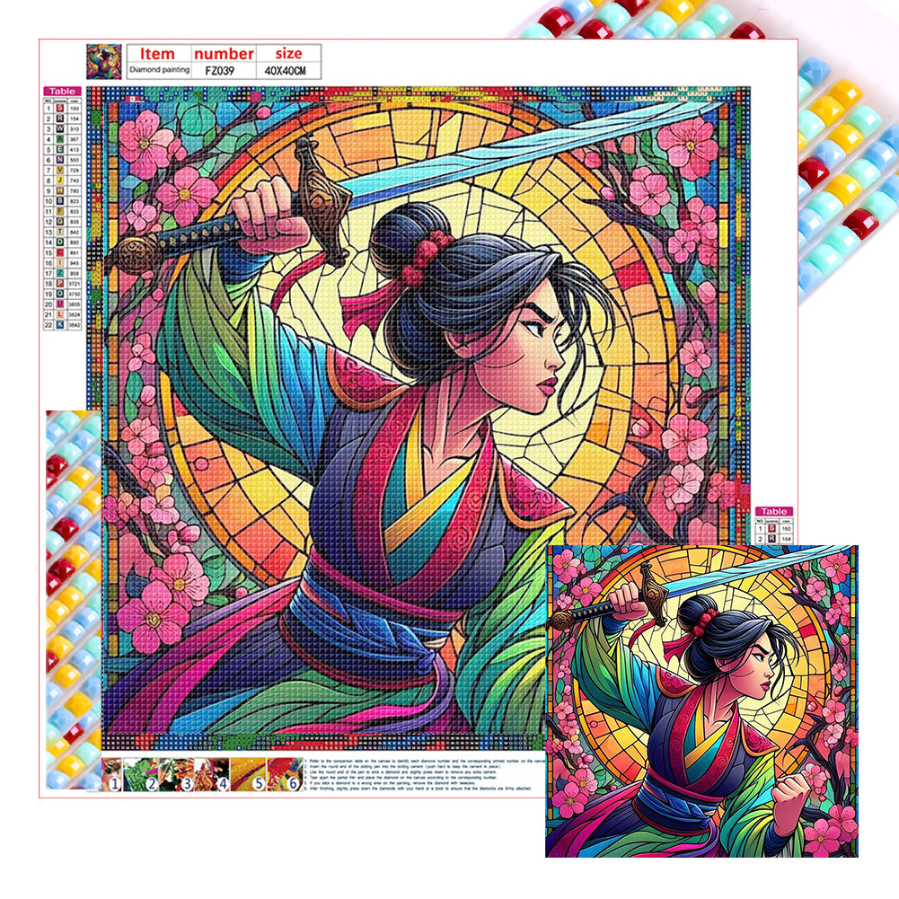 Stained Glass  Princess-Full Square Diamond Painting-40x40cm