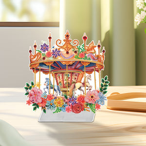 Flower Carousel-Single Side Drill-Acrylic Diamond Desktop Ornament