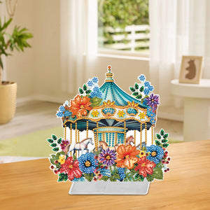 Flower Carousel-Single Side Drill-Acrylic Diamond Desktop Ornament