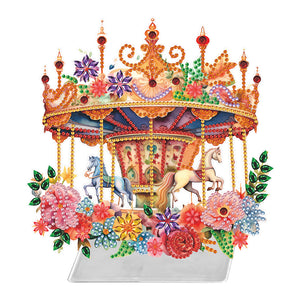 Flower Carousel-Single Side Drill-Acrylic Diamond Desktop Ornament