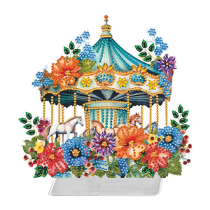 Flower Carousel-Single Side Drill-Acrylic Diamond Desktop Ornament