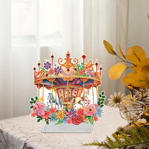 Flower Carousel-Single Side Drill-Acrylic Diamond Desktop Ornament