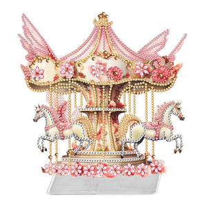 Flower Carousel-Single Side Drill-Acrylic Diamond Desktop Ornament