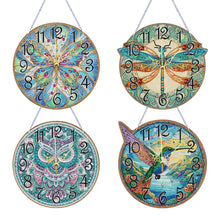 Load image into Gallery viewer, Owl Hummingbird Dragonfly Butterfly-Wooden Diamond Clock Pendant
