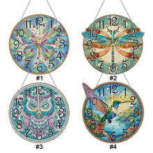 Load image into Gallery viewer, Owl Hummingbird Dragonfly Butterfly-Wooden Diamond Clock Pendant
