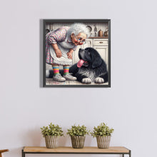 Load image into Gallery viewer, Old Lady And Dog-Full Round Diamond Painting-40x40cm
