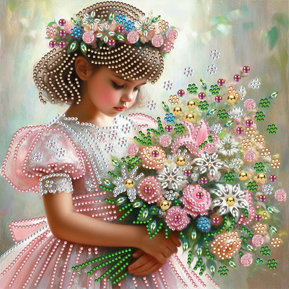 Flower Girl-Partial Special Diamond Painting-30x30cm