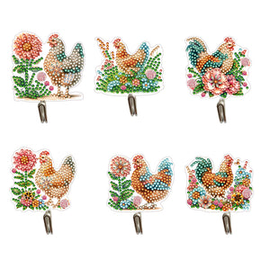 6Pcs/Set Animal-Diamond Art Craft Wall Hooks