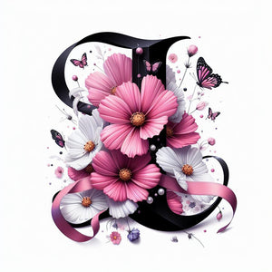 Daisy Butterfly 26 Alphabet-Full Round Diamond Painting-30x30cm