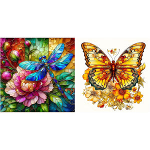 Butterfly Dragonfly-Full Round Diamond Painting-30x30cm