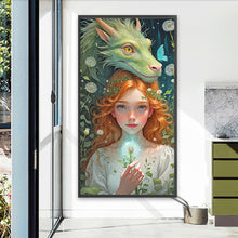 Load image into Gallery viewer, Dragon And Girl-Full Round Diamond Painting-40x75cm-Large Size
