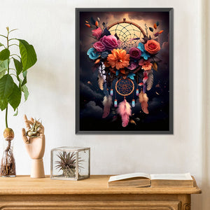 Flower Dream Catcher-Full Round Diamond Painting-30x40cm