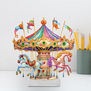 Carousel-Single Side Drill-Acrylic Diamond Desktop Ornament