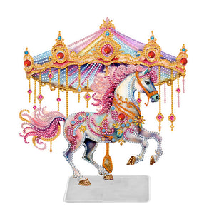 Carousel-Single Side Drill-Acrylic Diamond Desktop Ornament