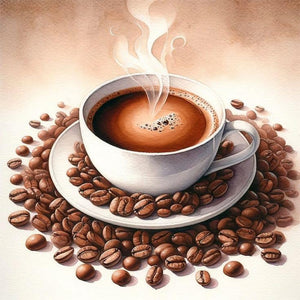 Coffee-Full Round Diamond Painting-30x30cm