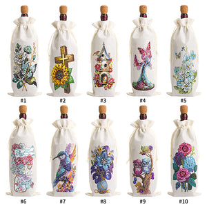 Flower Animal-Diamond Wine Bottle Bags Covers