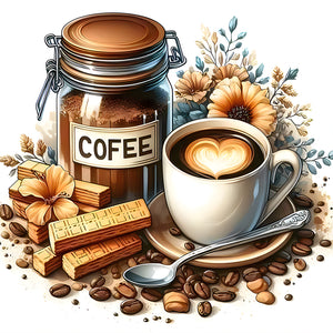 Coffee Leisure Time-Full Round Diamond Painting-30x30cm