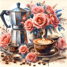 Load image into Gallery viewer, Coffee Leisure Time-Full Round Diamond Painting-30x30cm
