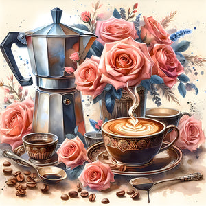 Coffee Leisure Time-Full Round Diamond Painting-30x30cm