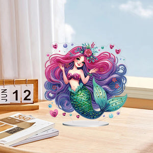 Mermaid Owl-Single Side Drill-Acrylic Diamond Desktop Ornament