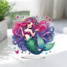 Load image into Gallery viewer, Mermaid Owl-Single Side Drill-Acrylic Diamond Desktop Ornament
