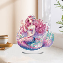 Load image into Gallery viewer, Mermaid Owl-Single Side Drill-Acrylic Diamond Desktop Ornament
