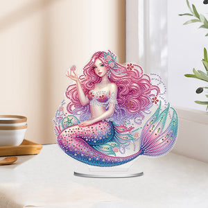 Mermaid Owl-Single Side Drill-Acrylic Diamond Desktop Ornament