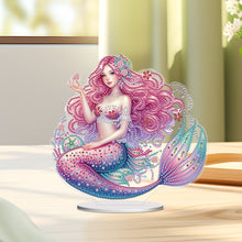 Load image into Gallery viewer, Mermaid Owl-Single Side Drill-Acrylic Diamond Desktop Ornament
