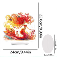 Load image into Gallery viewer, Mermaid Owl-Single Side Drill-Acrylic Diamond Desktop Ornament
