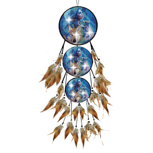 Wolf-Feather Wind Chime Diamond Art Hanging Pendant