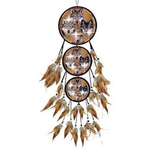 Wolf-Feather Wind Chime Diamond Art Hanging Pendant