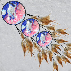 Wolf-Feather Wind Chime Diamond Art Hanging Pendant