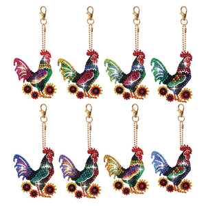 6/8Pcs/Set Animal-Double Side Drill-Diamond Keychain