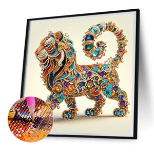 Lion cat-Partial Special Diamond-30x30cm