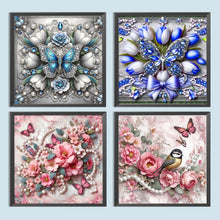 Load image into Gallery viewer, Butterfly Flowers-Full Round Diamond Painting-30x30cm
