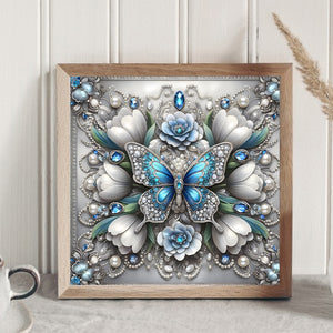 Butterfly Flowers-Full Round Diamond Painting-30x30cm