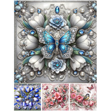 Load image into Gallery viewer, Butterfly Flowers-Full Round Diamond Painting-30x30cm
