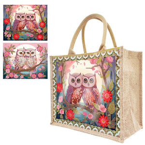 Butterfly Owl-Diamond Painting Shopping Bag(With Two Carvas)