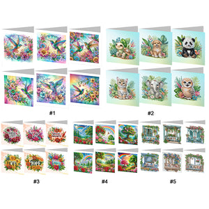 6Pcs/Set Rainbow Garden-Diamond Greeting Cards