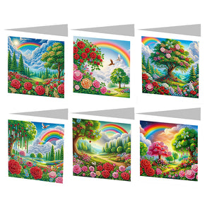 6Pcs/Set Rainbow Garden-Diamond Greeting Cards