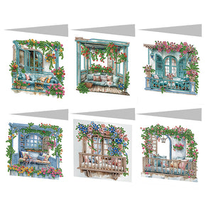 6Pcs/Set Rainbow Garden-Diamond Greeting Cards