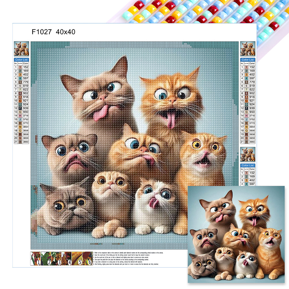 Cat-Full Square Diamond Painting-40x40cm