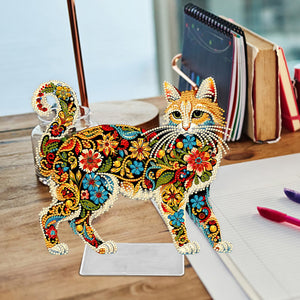 Cat-Single Side Drill- Acrylic Diamond Desktop Ornament