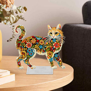 Cat-Single Side Drill- Acrylic Diamond Desktop Ornament